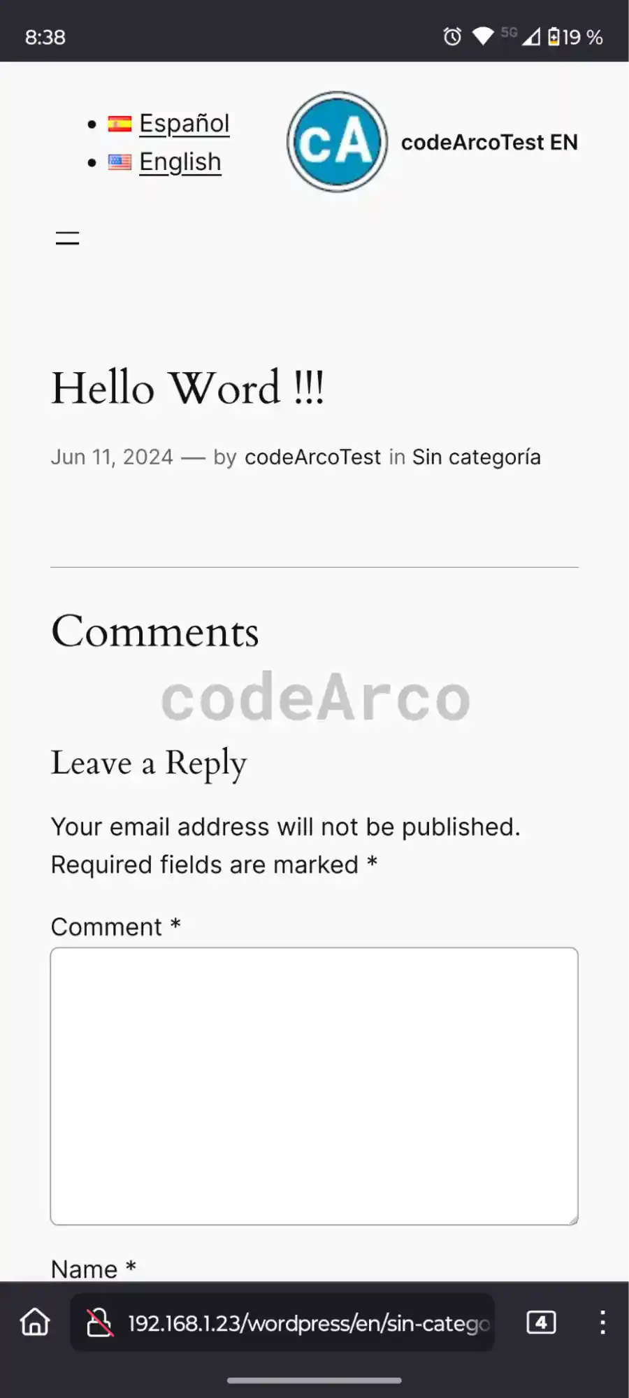 Access WordPress localhost from our mobile phone connected to the local network