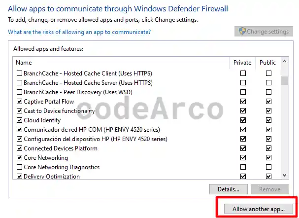 Allow Apache HTTP Server firewall Windows
