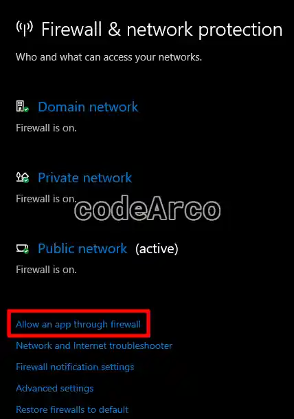 Allow an app through firewall