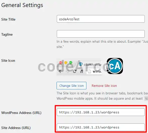 Change localhost address WordPress