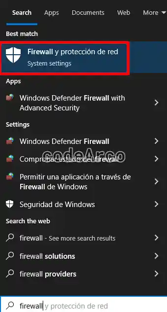 Open Windows firewall
