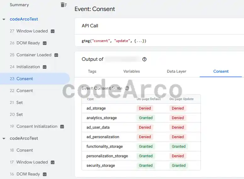 Consents denied in consent mode V2