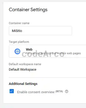 Google Tag Manager container configuration consent mode V2