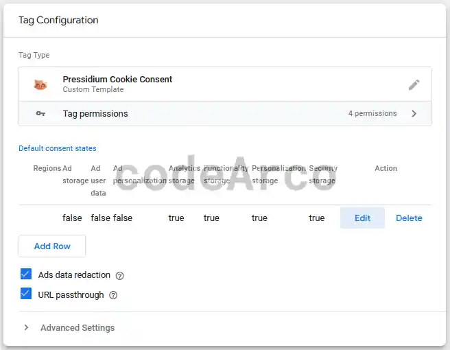 Google Tag Manager tag consent mode V2