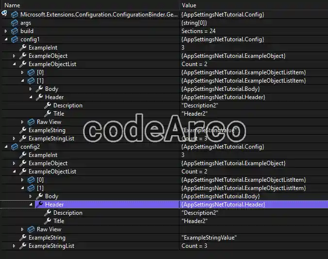 Tests to verify conversion of appsettings to a csharp object