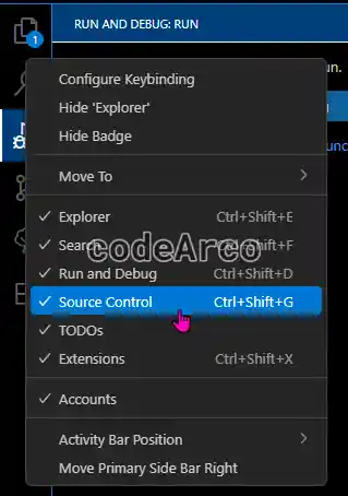 How to enable the version control section in VSCode