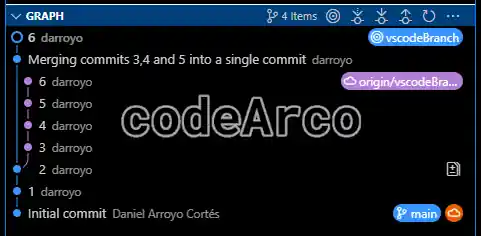 Merge multiple commits into one with VSCode