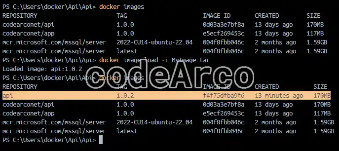 Docker image load example to create images from files