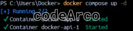 Example of docker compose up