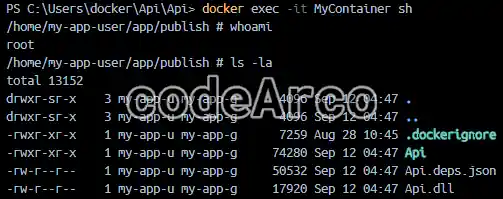 Interactive mode in started container