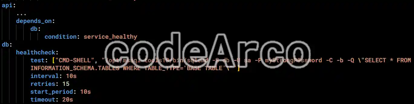 docker-compose yml example depends_on and healthcheck
