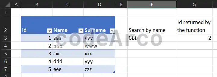 Creating fields for searching in Excel columns
