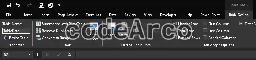 How to change the name of an Excel table