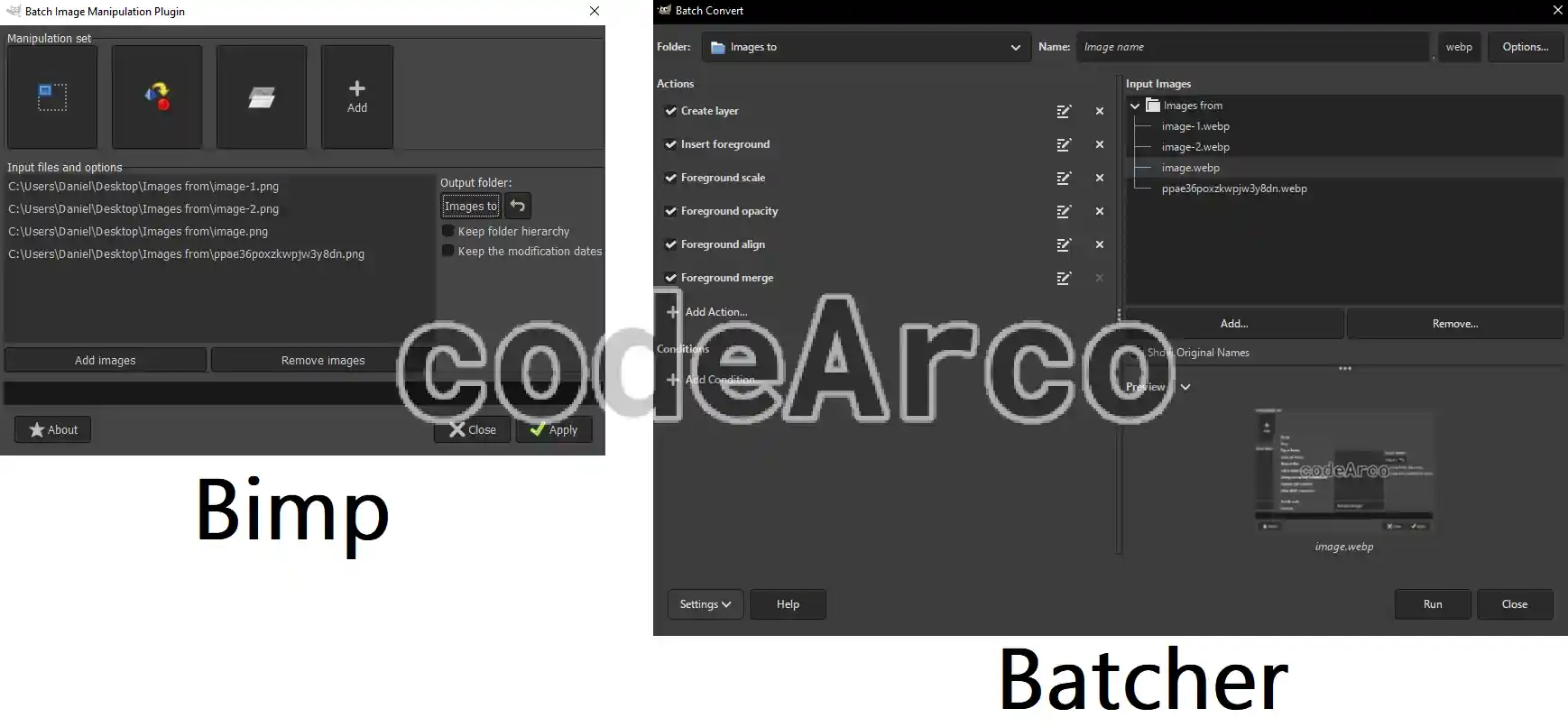 Bimp vs Batcher differences for bulk image editing