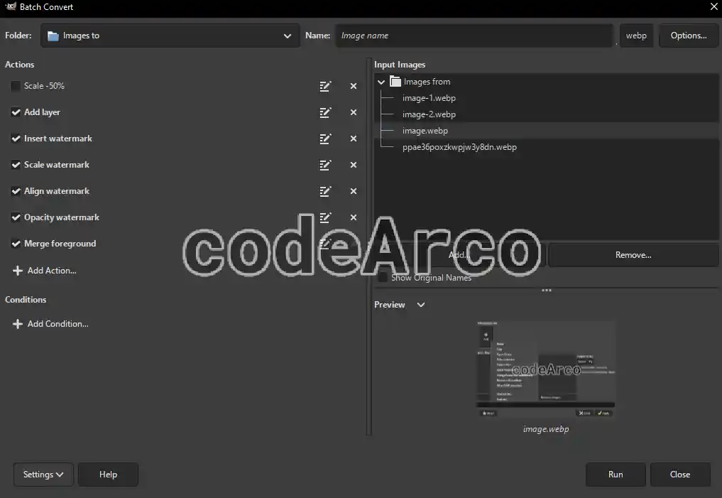 Final result of bulk watermarks with Gimp 3