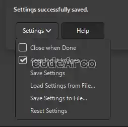 Gimp and Batcher save and export settings
