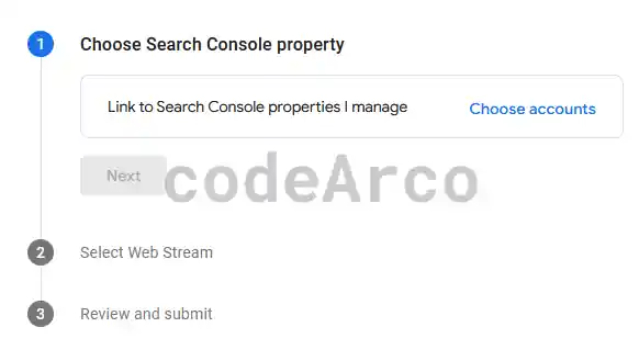 Choose Google Search Console property