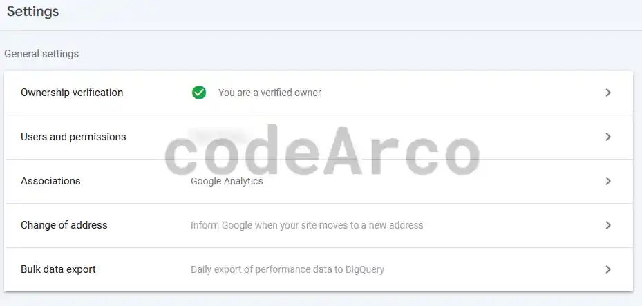 Google Search Console verified property