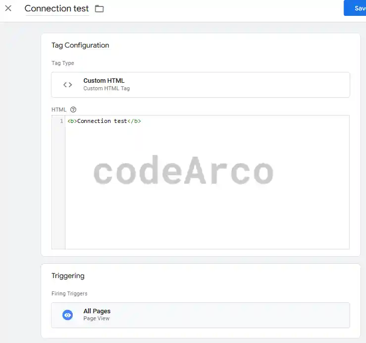 Add test tag to Google Tag Manager
