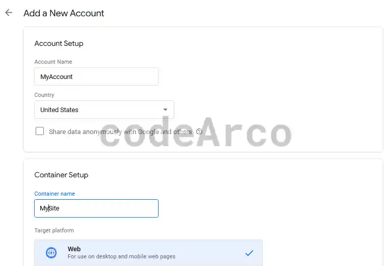 Create Google Tag Manager account