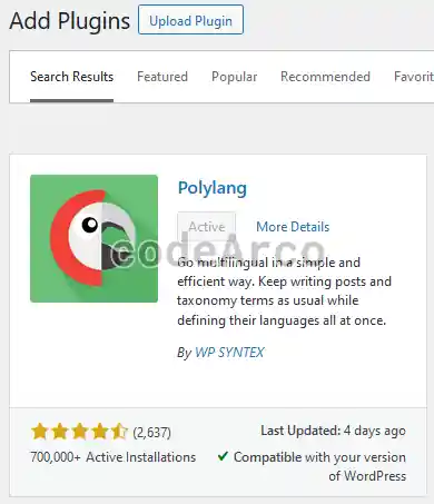 Install WordPress Polylang multilingual plugin