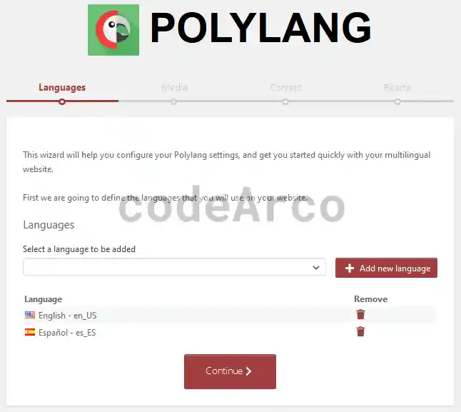 Select language WordPress Polylang