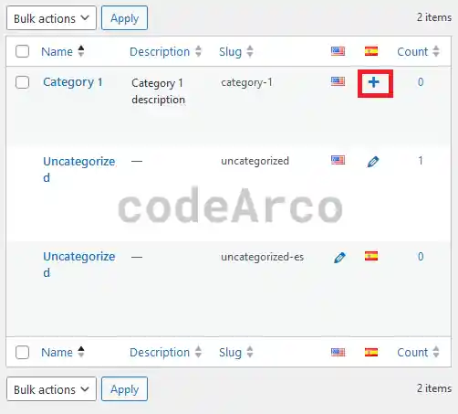 Wordpress create translation for category or tag