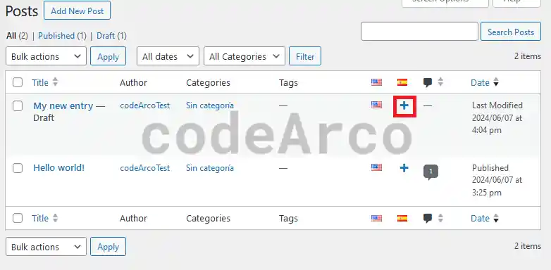 Wordpress create translation for post with Polylang