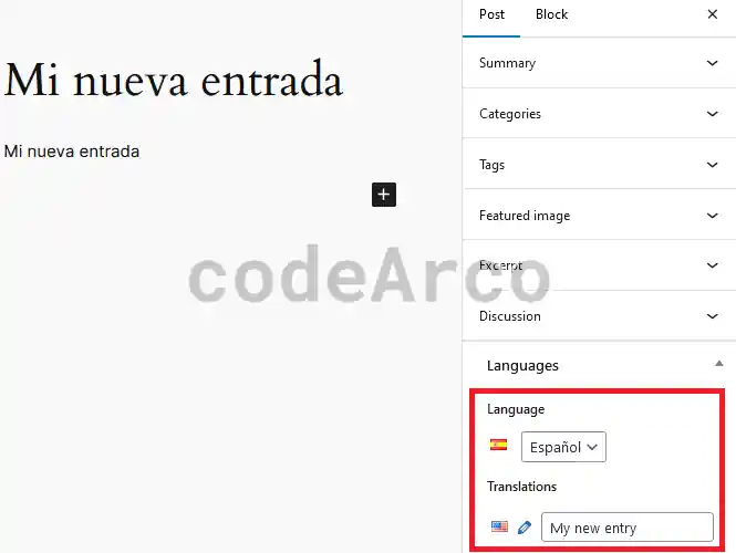 Wordpress post language configuration with Polylang
