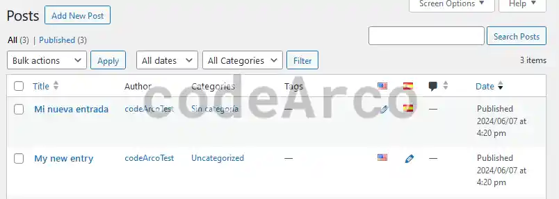 Wordpress posts translated with Polylang