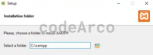 Select XAMPP installation path