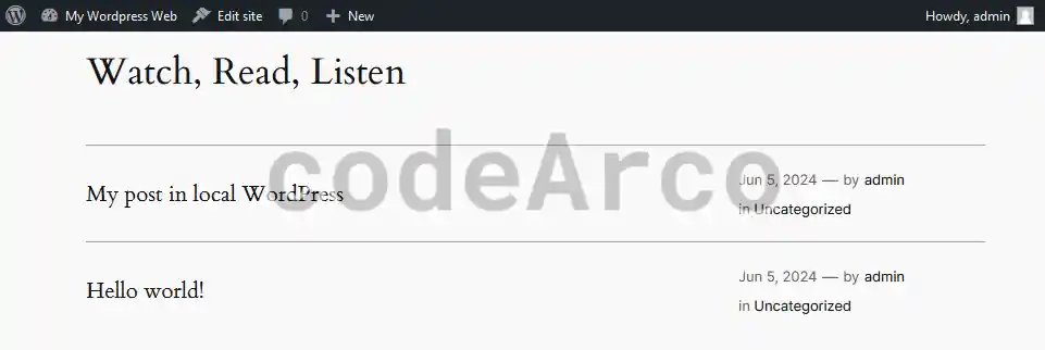 Test WordPress installation locally