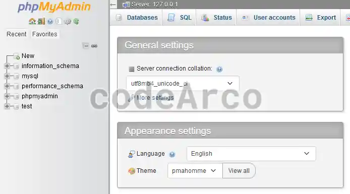 Test installation of MySQL in XAMPP