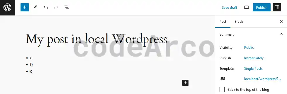 Wordpress create post locally