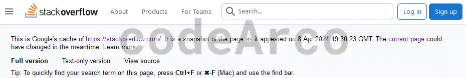 Google indexing cache