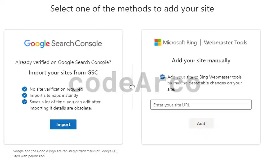 Send sitemap to Bing options