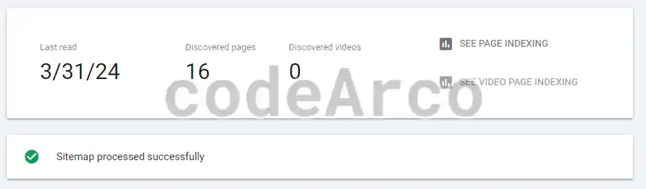 Sitemap processed successfully Google