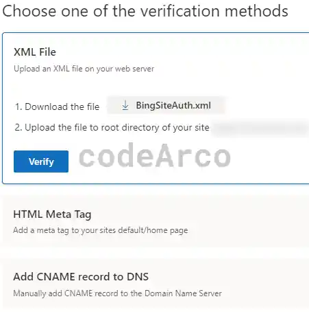 Verify sitemap on Bing