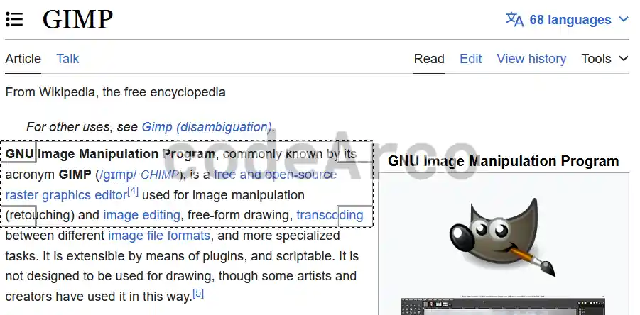 Select area in Gimp