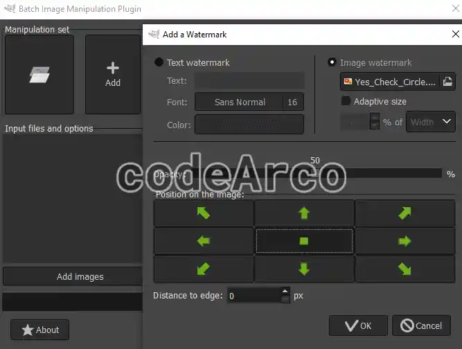 Gimp watermark multiple images at once
