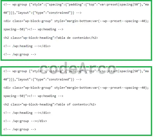HTML code Gutenberg blocks by language