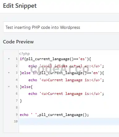 PHP Polylang function current language