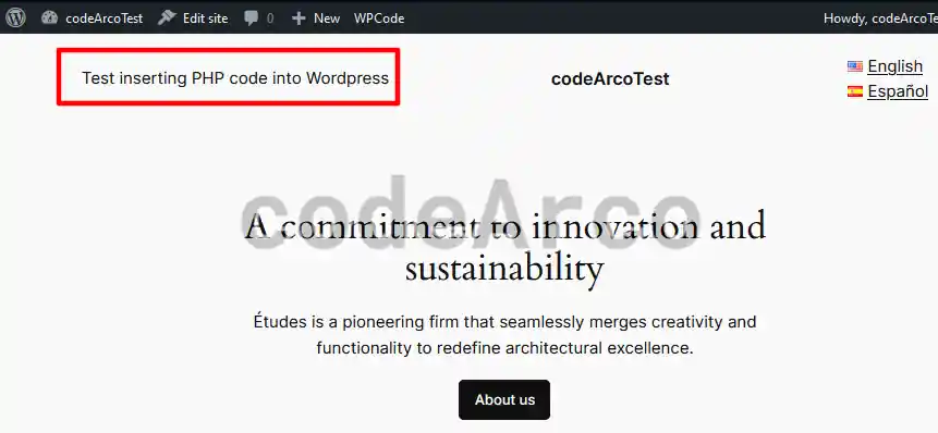 Test PHP code in WordPress