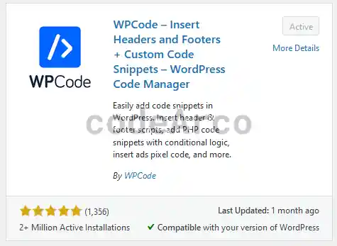 WPCode plugin to insert PHP code into WordPress