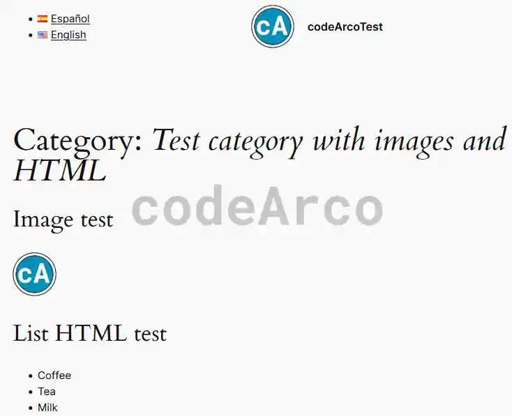 Check category description with images and HTML