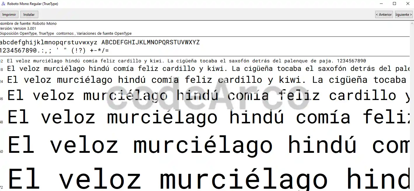 Preview of downloaded letter style for ereader