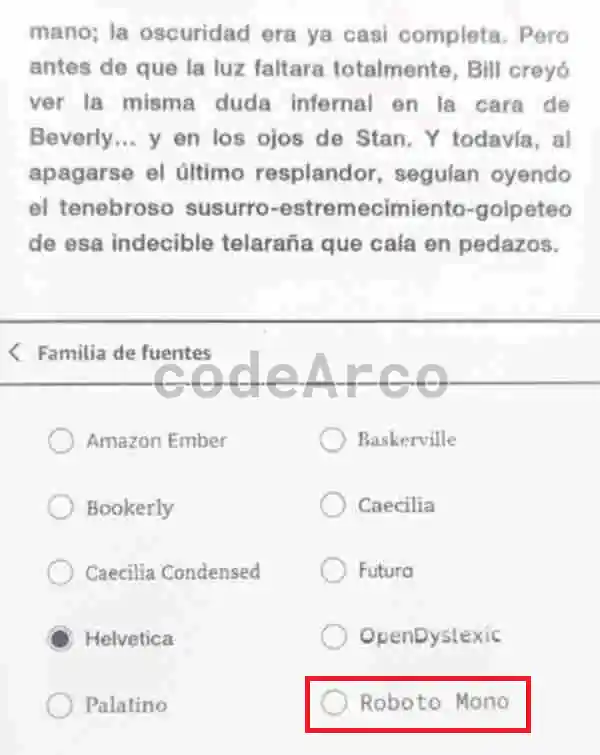 Select the newly installed letter on Kindle