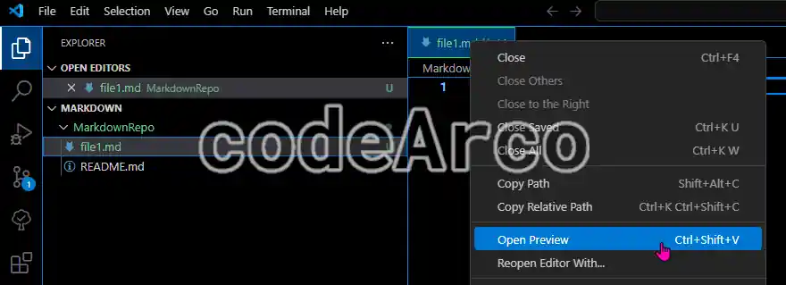 Open Markdown preview in VSCode