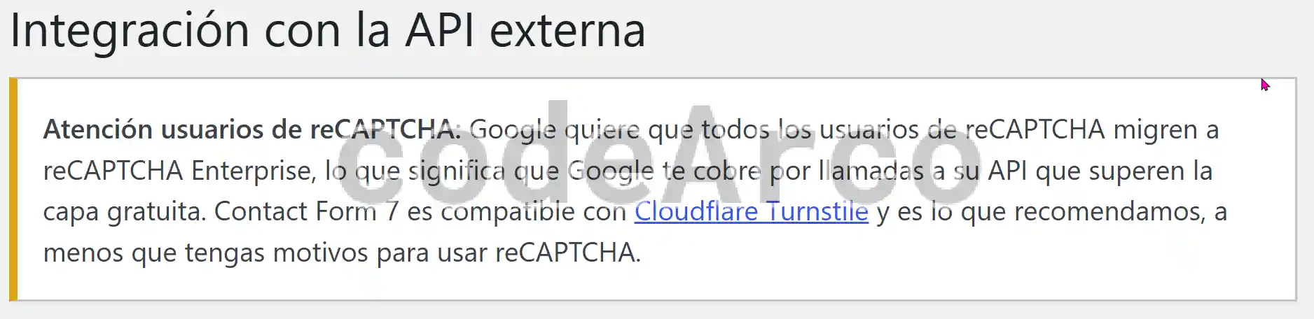 Warning message in Contact Form 7