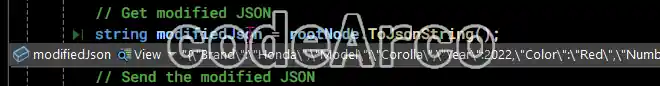 Example code to update JSON without converting it to an object